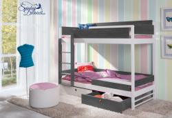 NATI E masívne drevo Poschodová dvojlôžková detská posteľ s úložným priestorom na posteľnú bielizeň Obrázok