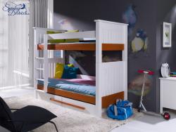CARMEN E masívne drevo Poschodová dvojlôžková detská posteľ s úložným priestorom na posteľnú bielizeň Obrázok