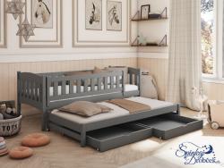 AMANDA masívne drevo dvojlôžková detská posteľ s výsuvným lôžkom s úložným priestorom na posteľnú bielizeň Obrázok