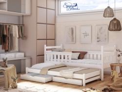 KINGA masívne drevo dvojlôžková detská posteľ s výsuvným lôžkom s úložným priestorom na posteľnú bielizeň Obrázok