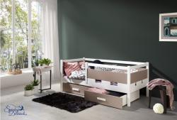 RUBEN v kombinácii s nábytkovou doskou masívne drevo detská posteľ s úložným priestorom na posteľnú bielizeň Obrázok