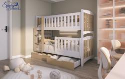 NATHAN masívne drevo Poschodová detská posteľ s úložným priestorom na posteľnú bielizeň Obrázok